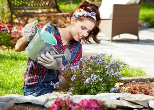 Gardeners demonstrating safety and advanced techniques with jet washers