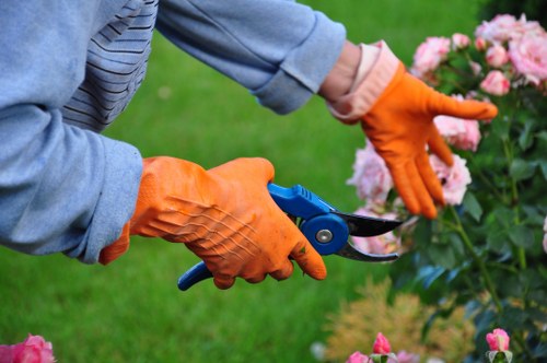 Modern pressure washing technology and technician at work