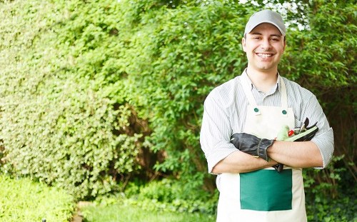 Professional cleaning service using power washing on a brick facade